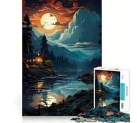 Puzzle da 1000 pezzi "Casetta sul lago" con bordi perfetti,gioco cognitivo divertente,gioco lento,decorazione natalizia (50x75cm)