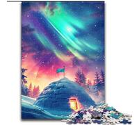 Puzzle da 1000 pezzi Castelli di ghiaccio sotto l'aurora boreale Puzzle in cartone, regalo perfetto per compleanni, feste e decorazioni per la casa 1000 pezzi(26x38cm)
