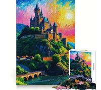 Puzzle da 1000 pezzi "Castello della Valle del Reno" per ragazzi, gioco di logica, divertimento in famiglia, bordi trasparenti, una piacevole sorpresa (38x26cm)