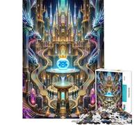 Puzzle da 1000 pezzi Castello di cristallo incantato con draghi celesti e grande scalinata Puzzle ideale per adolescenti perfetto per passare il tempo durante le vacanze a casa un'attività stimolante