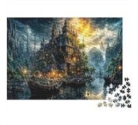 Puzzle da 1000 pezzi "Castello fantasy in cima a una scogliera" per adulti, gioco educativo, decorazione per la casa, difficile e stimolante, regalo di compleanno, 52x38 cm.