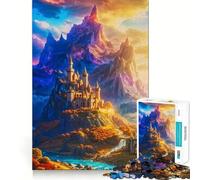 Puzzle da 1000 pezzi Castello illuminato dal sole delle cime mistiche per adulti, gioco di logica e stimolazione mentale, antistress, taglio preciso, 38x52cm