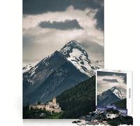 Puzzle da 1000 pezzi "Castello nelle Alpi" per adulti, esercizio di ragionamento, divertimento tranquillo, bordi di alta qualità, regalo per le vacanze (38x52cm)