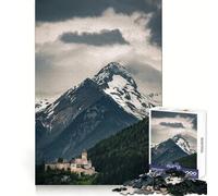 Puzzle da 1000 pezzi "Castello nelle Alpi" per adulti, esercizio di ragionamento, divertimento tranquillo, bordi di alta qualità, regalo per le vacanze (38x26cm)