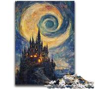 Puzzle da 1000 pezzi Castello sotto le stelle Adatto per età dai 14 anni in su Gioco intellettuale Gioco educativo per compleanno e Natale 26x38cm