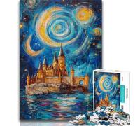 Puzzle da 1000 pezzi "Castello sotto le stelle" per adolescenti e adulti, gioco per famiglie, antistress, sfida difficile, collezione di artisti, belle arti, 38x26cm
