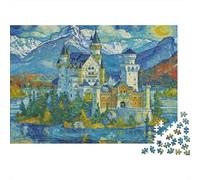 Puzzle da 1000 pezzi "Castello sul lago" - Dipinto del castello per adulti - Gioco educativo - Bellissima decorazione - Difficile e stimolante - Compleanno - 38x26cm