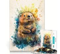Puzzle da 1000 pezzi Castoro,schizzo ad acquerello,taglio preciso,gioco divertente,stimolante per la mente,ideale per rilassarsi,perfetto per Natale e per la casa (38x26cm)