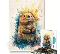 Puzzle da 1000 pezzi Castoro,schizzo ad acquerello,taglio preciso,gioco divertente,stimolante per la mente,ideale per rilassarsi,perfetto per Natale e per la casa (50x75cm)