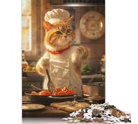 Puzzle da 1000 pezzi Cat Chef per adulti, difficoltà alta, rafforza le relazioni tra i membri della famiglia, 1000 pezzi (75x50 cm)