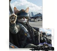 Puzzle da 1000 pezzi "Cat Fighter Pilot" per adulti, per il benessere mentale, un momento di relax e tranquillità Un regalo perfetto e premuroso (50x75cm)