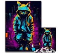 Puzzle da 1000 pezzi Cat Neon Art, puzzle impossibili per adulti, gioco interattivo per famiglie, regalo per sfida mentale, 26X38CM/10,23x14,96 pollici