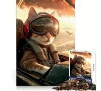 Puzzle da 1000 pezzi "Cat Pilot in Cockpit" per adolescenti,stimolante per la mente,ideale per il tempo libero e la fuga dalla realtà,con incastro perfetto,perfetto come regalo per le vacanze 50x75cm