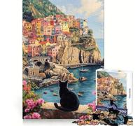 Puzzle da 1000 pezzi "Cat's View of Coastal Charm" per adolescenti,ideale per stimolare la memoria e la tranquillità,con chiusura sicura e regalo perfetto (38x26cm)