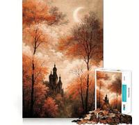 Puzzle da 1000 pezzi "Cattedrale autunnale sotto la luna crescente" con taglio perfetto Divertente attività di gioco intelligente Momento di relax e divertimento per il compleanno Gioco artistico