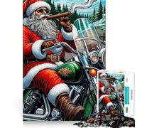 Puzzle da 1000 pezzi "Cavalcata sul cinghiale di Babbo Natale" per adulti, gioco di logica chiaro, hobby silenzioso, taglio perfetto, regalo elegante (38x52cm)