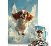 Puzzle da 1000 pezzi Cavalier King Charles Spaniel con ali d'angelo Taglio preciso Divertente gioco di abilità mentale Gioco per il tempo libero Regalo festivo (50x75cm)