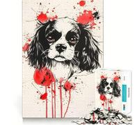 Puzzle da 1000 pezzi Cavalier King Charles Spaniel Ritratto a inchiostro Accurato Gioco di assemblaggio Divertente Gioco di logica Gioca in pace Tempo libero Regalo di Natale rilassante (38x52cm)