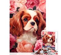Puzzle da 1000 pezzi Cavalier King Charles Spaniel tra le rose decorazione per la casa giocattoli regalo di compleanno gioco pratico collezione di artisti belle arti dimensioni 38x26cm