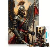 Puzzle da 1000 pezzi "Cavaliere alato con bandiera e spada" Gioco di concentrazione Artigianato di taglio esperto Hobby affascinante per i momenti di svago (50x75cm)