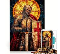 Puzzle da 1000 pezzi "Cavaliere Crociato in Vetro Colorato" per Adulti, Gioco di Logica, Ideale per Momenti di Coppia, Bordo Premium, Regalo Premium 50x75cm