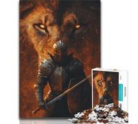 Puzzle da 1000 pezzi "Cavaliere e Leone" per adulti e ragazzi, aiuta il cervello ad allenarsi Giocattoli avvincenti per coltivare la pazienza Un'opera d'arte (75x50cm)
