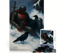 Puzzle da 1000 pezzi Cavaliere ferito con corvi nella neve per ragazzi, stimolante per il pensiero creativo, rilassante, a incastro perfetto, (50x75cm)