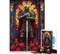 Puzzle da 1000 pezzi "Cavaliere in Vetro Colorato" per Adulti - Gioco di Pensiero Intelligente - Divertimento in Casa - Taglio Liscio - Scegli il Desiderio di Babbo Natale 50x75cm