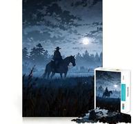 Puzzle da 1000 pezzi "Cavaliere notturno a cavallo" per adolescenti, gioco rilassante, attività per allenare la mente, regalo festivo (38x52cm)