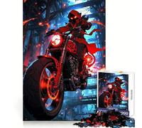 Puzzle da 1000 pezzi "Cavaliere Rosso in Moto" per adulti, ideale per rafforzare la memoria, alleviare lo stress e creare un'atmosfera piacevole Perfetto per un compleanno a sorpresa (50x75cm)