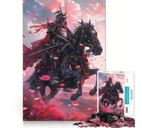Puzzle da 1000 pezzi "Cavaliere Samurai tra i Fiori" per adulti, ideale per rafforzare la memoria, alleviare lo stress e creare una sorpresa di compleanno (38x52cm)