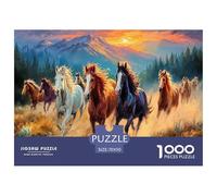 Puzzle da 1000 pezzi "Cavalli selvaggi" divertente e stimolante per adulti e bambini | Dettagliato - Cavalli (paesaggio che corre) Ottima idea regalo Decompressione 70x50cm/1000 pezzi