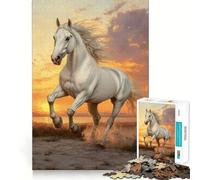 Puzzle da 1000 pezzi "Cavallo bianco al tramonto" per adolescenti,attività divertente per stimolare la mente,pezzi di dimensioni uniformi e precisi,rilassante attività di gruppo al chiuso (38x26cm)