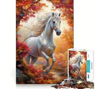 Puzzle da 1000 pezzi "Cavallo bianco selvaggio in autunno" - Divertimento e allenamento mentale - Pezzi a incastro precisi - Un hobby affascinante per i momenti di svago (38x26cm)