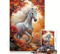 Puzzle da 1000 pezzi "Cavallo bianco selvaggio in autunno" per ragazzi, stimolante per il pensiero creativo, facile da realizzare, con incastri precisi, un bel regalo (38x52cm)
