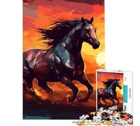 Puzzle da 1000 pezzi "Cavallo che corre al tramonto" - Gioco educativo e coinvolgente per coltivare la pazienza l'arte l'analisi e la logica (Dimensioni 38x26cm)