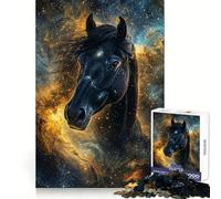 Puzzle da 1000 pezzi "Cavallo nero nello spazio" per adulti e ragazzi Ideale per allenare la mente, per un relax facile, con bordi definiti Un pensiero speciale per Natale (50x75cm)