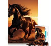 Puzzle da 1000 pezzi "Cavallo selvaggio che corre nel deserto",gioco di logica e divertimento mentale,pezzi che si incastrano perfettamente,attività rilassante di gruppo al chiuso (50x75cm)