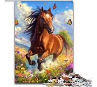 Puzzle da 1000 pezzi "Cavallo tra i fiori" per adulti e ragazzi, regalo di compleanno per trascorrere il tempo in casa, regali, decorazione da parete per 14+ anni (dimensioni 50x75cm)