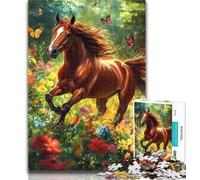 Puzzle da 1000 pezzi Cavallo tra i fiori Puzzle da 1000 pezzi per regali per adulti, gioco educativo sfida giocattolo per donne e uomini 50x75cm