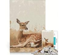 Puzzle da 1000 pezzi "Cerbiatto in un campo dorato", gioco educativo, attività divertenti da fare a casa, regalo di compleanno, regalo di viaggio 38x52cm