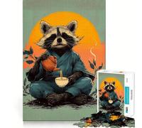 Puzzle da 1000 pezzi "Cerimonia del tè del procione zen",gioco di esercizi mentali,incastro perfetto,senza spazi vuoti,sfida interattiva per la mente a casa (38x26cm)