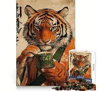 Puzzle da 1000 pezzi "Cerimonia del tè della tigre" per adolescenti, gioco per sviluppare le capacità cognitive, design accogliente e rilassante, assemblaggio, regalo premuroso 50x75cm