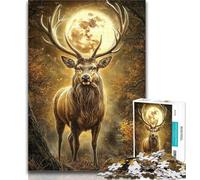 Puzzle da 1000 pezzi "Cervi sotto la luna" per adolescenti, sfida difficile antistress, migliora l'amore tra coppie, 50x75cm
