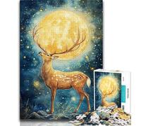 Puzzle da 1000 pezzi "Cervi sotto la luna" per adulti, difficile da completare ma divertente e umoristico, un regalo e un arredamento per la casa unici (38x26cm)