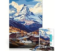 Puzzle da 1000 pezzi Cervinia Italia Paesaggio montano Taglio preciso Arte Gioco di abilità mentale Gioco facile Regalo di Natale artistico (38x52cm)