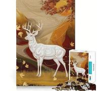 Puzzle da 1000 pezzi "Cervo bianco in autunno" per adulti,gioco di abilità mentale,taglio laser per un incastro perfetto,attività gratificante per le giornate di pioggia (50x75cm)
