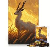 Puzzle da 1000 pezzi "Cervo bianco nel fuoco" per adolescenti, esercizio cognitivo, rilassante, ideale come regalo invernale (38x26cm)
