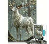 Puzzle da 1000 pezzi "Cervo bianco nella foresta" Gioco creativo per lo sviluppo delle capacità di gioco,con pezzi che si incastrano perfettamente e non si staccano Attività ideale