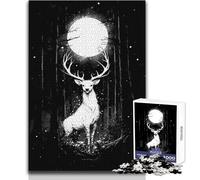 Puzzle da 1000 pezzi Cervo bianco sotto la luna piena, gioco di apprendimento consapevole e divertente, celebrazioni gioiose, dimensioni 38x52cm